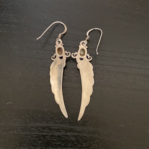925 Silver Wings Moonstone Earrings - Picture 3 of 4